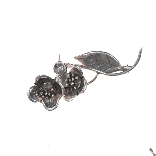 Hector Aguilar Taxco 940 silver 3d Dogwood flower pin