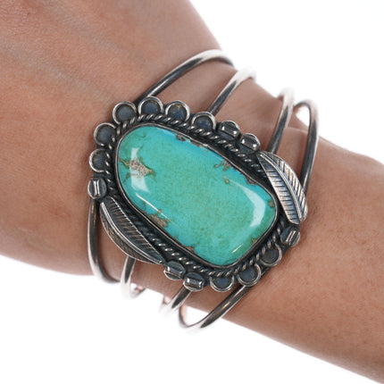 6 1/8" 60's Navajo silver cuff bracelet with turquoise