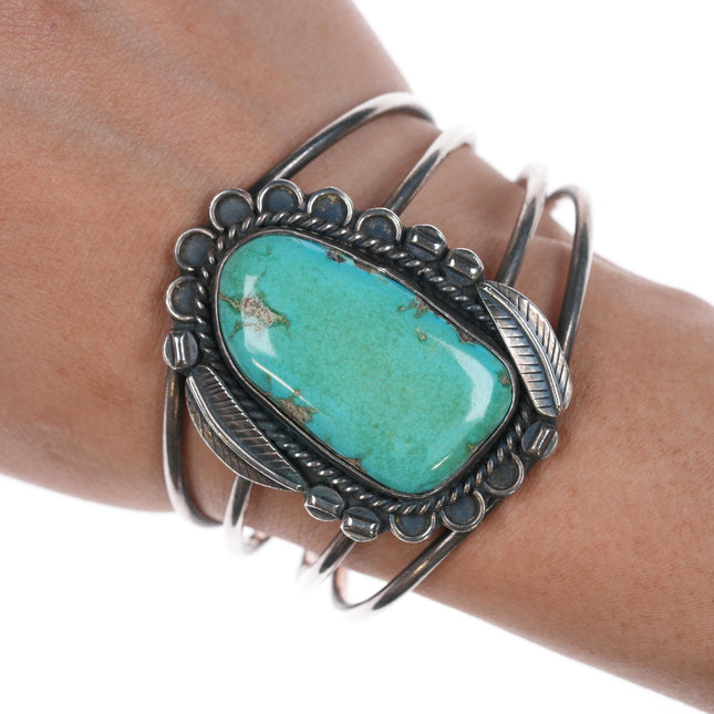 6 1/8" 60's Navajo silver cuff bracelet with turquoise