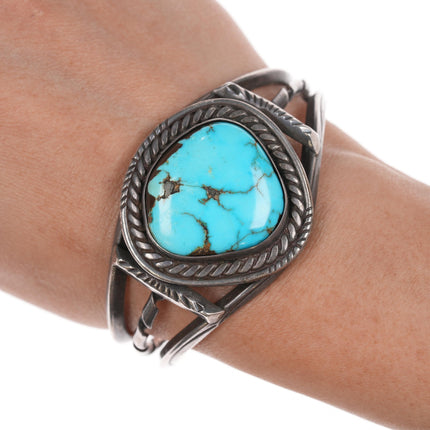 6.25" 50's-60's Navajo silver and turquoise cuff bracelet