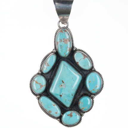 LY Large Navajo silver and turquoise pendant