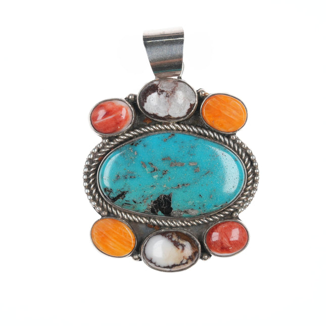 Carlyne Apachito "Nasiho" Navajo multi-stone sterling pendant