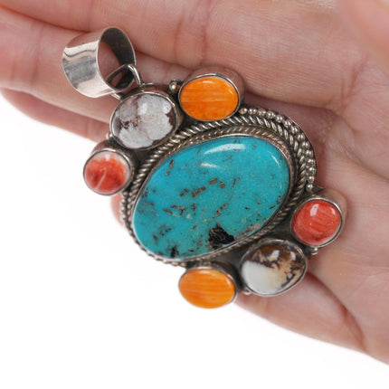 Carlyne Apachito "Nasiho" Navajo multi-stone sterling pendant