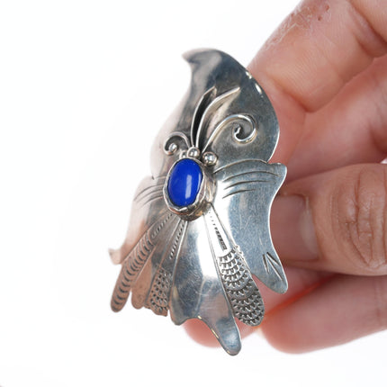 sz4 retro Southwestern Modernist sterling and lapis ring