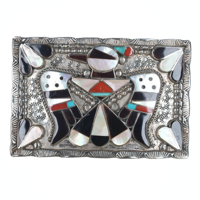 Vintage Bobby and Corraine Shack Zuni Sterling Multistone Inlay belt buckle