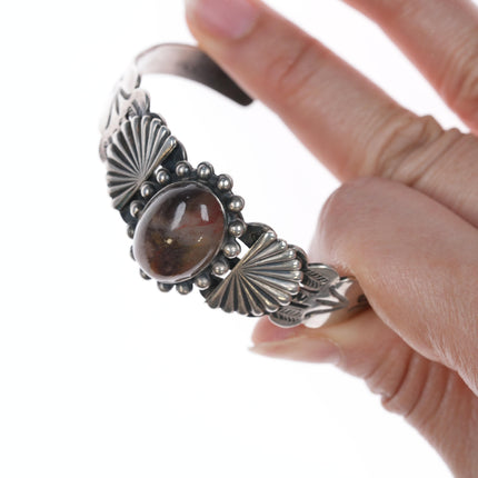 6.25" 40's-50's Navajo curio silver and agate cuff bracelet