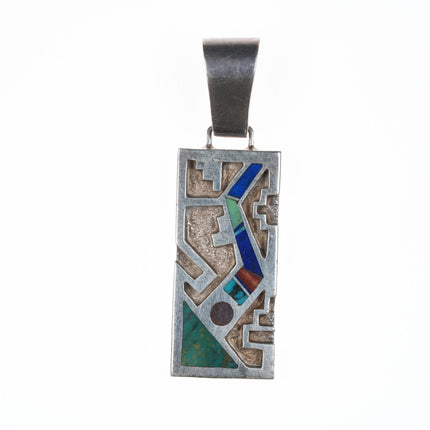 Cecil Ashley Navajo silver channel inlay pendant