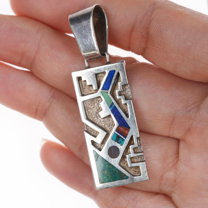 Cecil Ashley Navajo silver channel inlay pendant