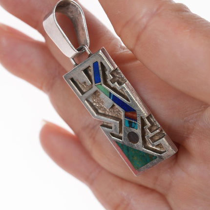 Cecil Ashley Navajo silver channel inlay pendant