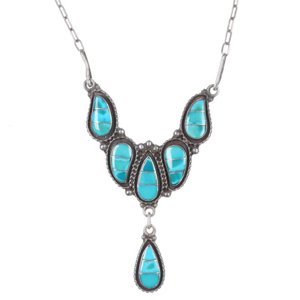 Lowsayatee Zuni sterling and turquoise necklace