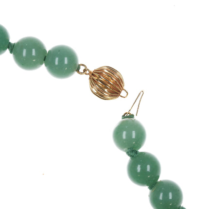 28" Vintage 14k/jade beaded necklace