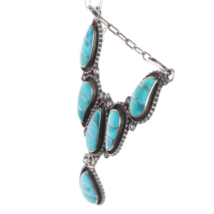 Lowsayatee Zuni sterling and turquoise necklace