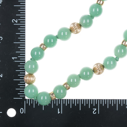 28" Vintage 14k/jade beaded necklace