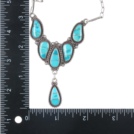 Lowsayatee Zuni sterling and turquoise necklace