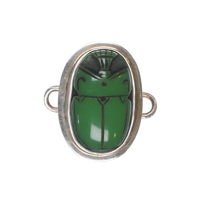 Tabra sterling carved green stone scarab charm