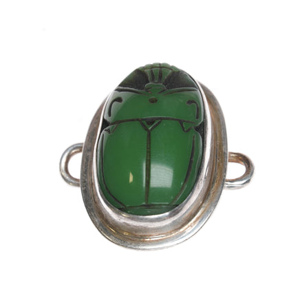 Tabra sterling carved green stone scarab charm