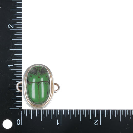 Tabra sterling carved green stone scarab charm