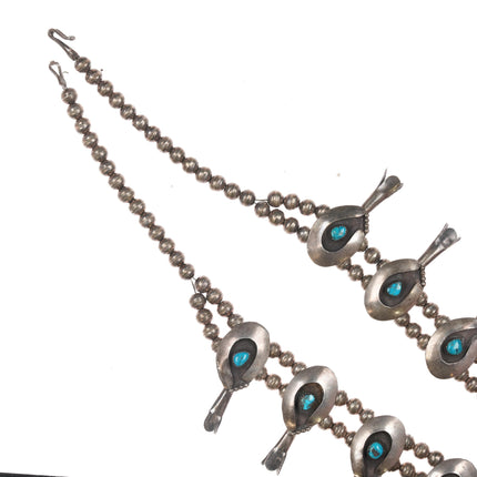 Vintage Native American sterling silver squash blossom necklace with turquoise