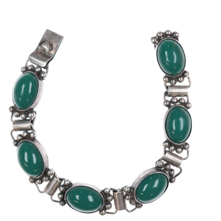 6.25" Vintage Mexican sterling and jasper bracelet