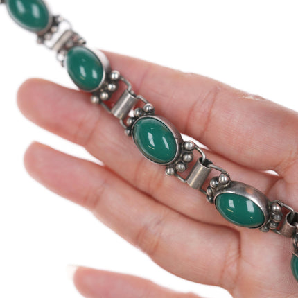 6.25" Vintage Mexican sterling and jasper bracelet