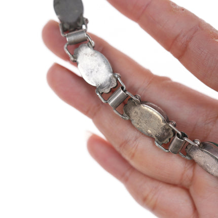 6.25" Vintage Mexican sterling and jasper bracelet