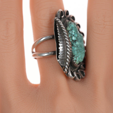 sz9.5 Vintage Native American silver botryoidal turquoise ring