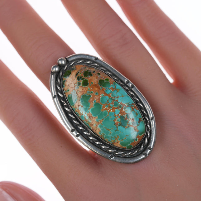 sz7 Large vintage Royston turquoise Navajo silver ring