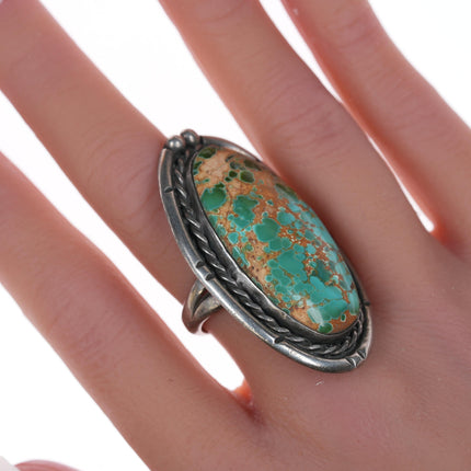 sz7 Large vintage Royston turquoise Navajo silver ring