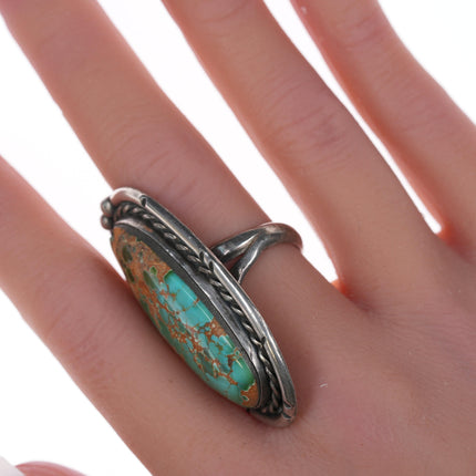 sz7 Large vintage Royston turquoise Navajo silver ring