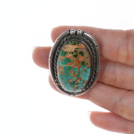 sz7 Large vintage Royston turquoise Navajo silver ring