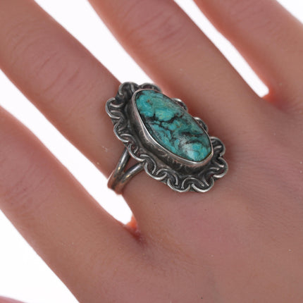 sz7.25 Vintage Native American silver and turquoise/chrysocolla ring