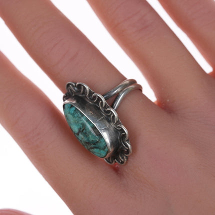 sz7.25 Vintage Native American silver and turquoise/chrysocolla ring