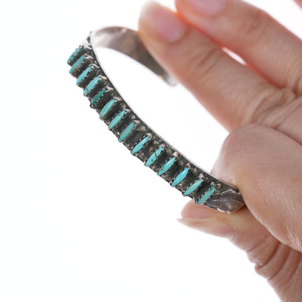 6 7/8" Wyaco Zuni needlepoint turquoise silver bracelet