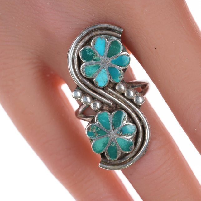 sz6.75 Zuni Dishta flush inlay turquoise ring