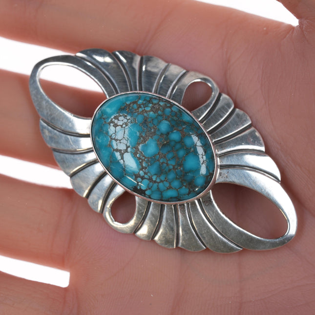 Carol Wylie Navajo silver and high grade turquoise pin