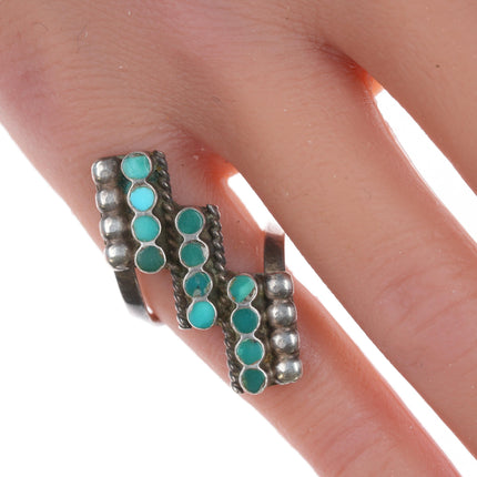 sz4.5 Zuni Dishta flush inlay turquoise ring