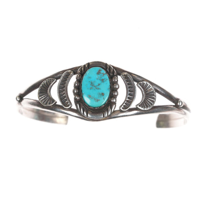 6 3/8" Vintage Navajo silver and Kingman turquoise cuff bracelet