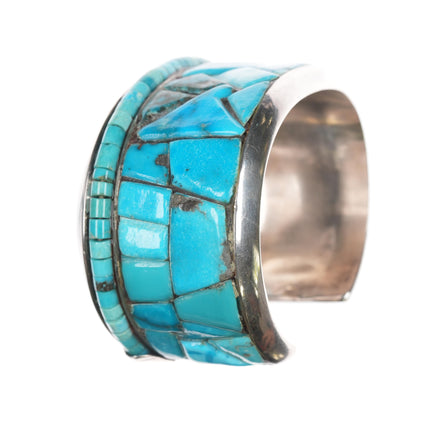 6.75" Vintage Native American Silver cobblestone/Heishi turquoise cuff bracelet