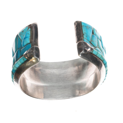 6.75" Vintage Native American Silver cobblestone/Heishi turquoise cuff bracelet