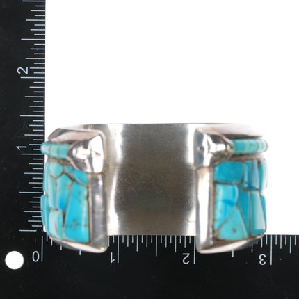 6.75" Vintage Native American Silver cobblestone/Heishi turquoise cuff bracelet