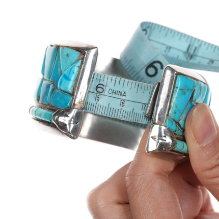 6.75" Vintage Native American Silver cobblestone/Heishi turquoise cuff bracelet