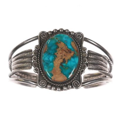 6 5/8" c1940's Native American silver high grade turquoise cuff bracelet