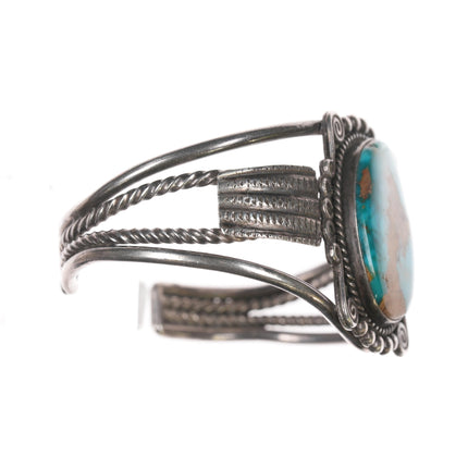 6 5/8" c1940's Native American silver high grade turquoise cuff bracelet