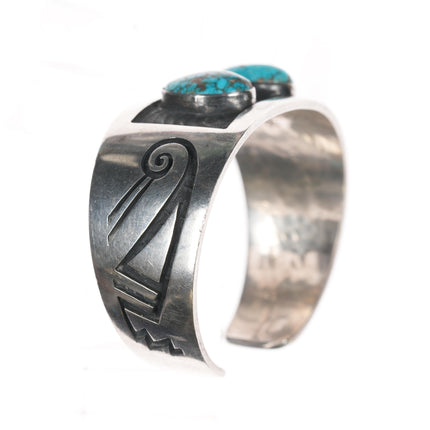 6.5" Marcus Coochwikvia Hopi Hopicrafts silver high grade turquoise cuff bracelet