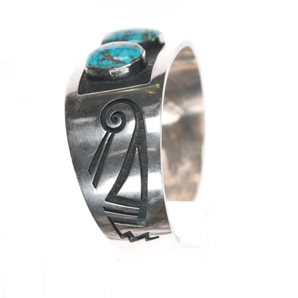 6.5" Marcus Coochwikvia Hopi Hopicrafts silver high grade turquoise cuff bracelet