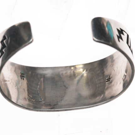 6.5" Marcus Coochwikvia Hopi Hopicrafts silver high grade turquoise cuff bracelet