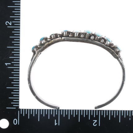 6" 20's-30's Navajo silver sleeping beauty turquoise row cuff bracelet