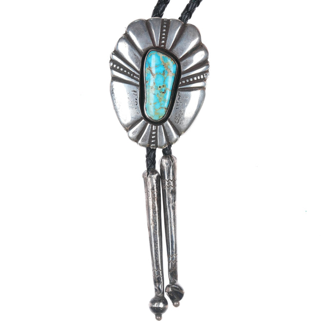 c1960 c-31 Mark Chee (1914-1981) Navajo Silver bolo tie with turquoise