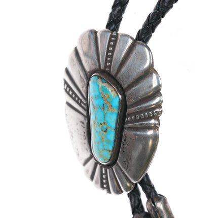 c1960 c-31 Mark Chee (1914-1981) Navajo Silver bolo tie with turquoise