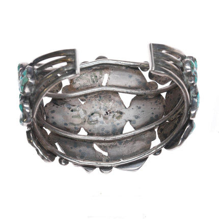 6 5/8" Early Zuni Ingot silver carved turquoise cuff bracelet